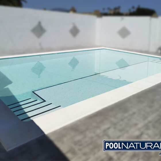 piscina de paneles de acero poolnatural rectangular con playa y escalera